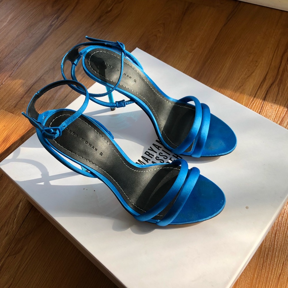 Zara Strappy Blue Stiletto Heels